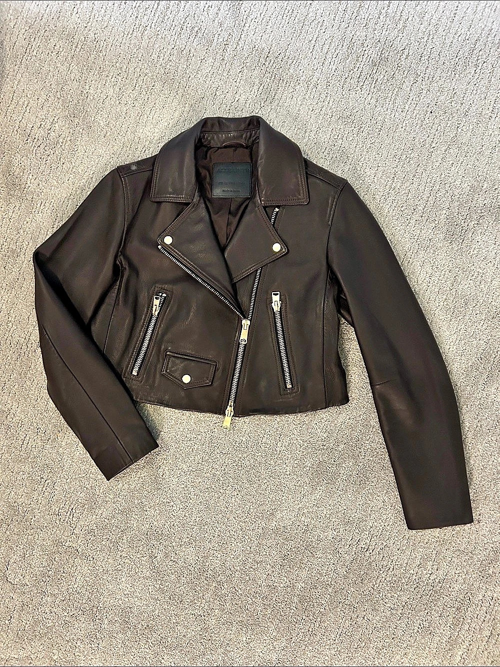 AllSaints Elora Leather Biker Jacket Oxblood US 8